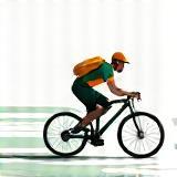 Swift courier on bicycle illustration